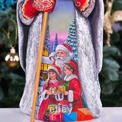 Wooden Carved vintage Santa Claus Figurine 12.9, Christmas holiday Home Decor