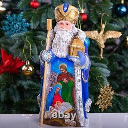 Wooden Hand Carved Santa Claus 12, retro Nativity Scene Christmas home Decor