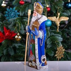 Wooden Hand Carved Santa Claus 12, retro Nativity Scene Christmas home Decor