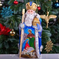 Wooden Hand Carved Santa Claus 12, retro Nativity Scene Christmas home Decor