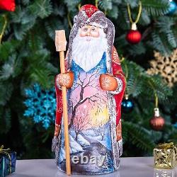 Wooden Hand Carved Santa Claus Figurine 9, Christmas Gift for Home Decoration