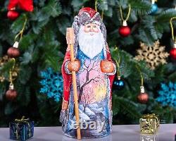 Wooden Hand Carved Santa Claus Figurine 9, Christmas Gift for Home Decoration