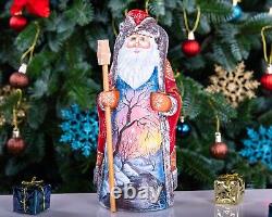 Wooden Hand Carved Santa Claus Figurine 9, Christmas Gift for Home Decoration