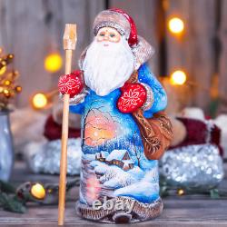 Wooden Hand Carved Santa Claus Figurine 9, Christmas Holiday Gift Home Decor