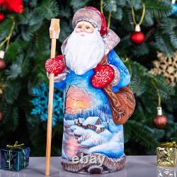 Wooden Hand Carved Santa Claus Figurine 9, Christmas Holiday Gift Home Decor