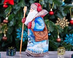 Wooden Hand Carved Santa Claus Figurine 9, Christmas Holiday Gift Home Decor
