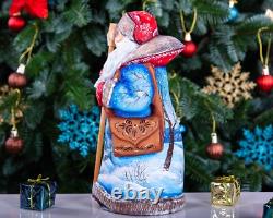 Wooden Hand Carved Santa Claus Figurine 9, Christmas Holiday Gift Home Decor