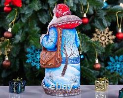 Wooden Hand Carved Santa Claus Figurine 9, Christmas Holiday Gift Home Decor