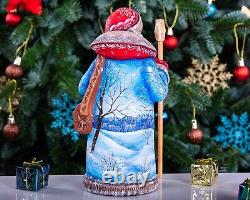 Wooden Hand Carved Santa Claus Figurine 9, Christmas Holiday Gift Home Decor