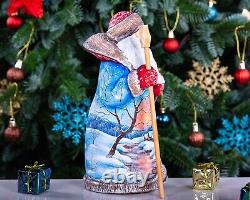 Wooden Hand Carved Santa Claus Figurine 9, Christmas Holiday Gift Home Decor