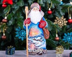 Wooden Hand Carved Santa Claus Figurine 9, Christmas Holiday Gift Home Decor