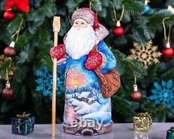 Wooden Hand Carved Santa Claus Figurine 9, Christmas Holiday Gift Home Decor