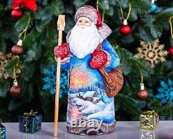 Wooden Hand Carved Santa Claus Figurine 9, Christmas Holiday Gift Home Decor