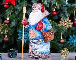 Wooden Hand Carved Santa Claus Figurine 9, Christmas Holiday Gift Home Decor