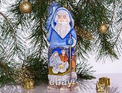 Wooden Hand Carved Santa Claus Figurine, Nativity scene Christmas Home Decor