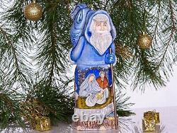 Wooden Hand Carved Santa Claus Figurine, Nativity scene Christmas Home Decor