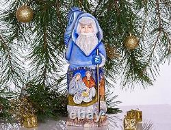 Wooden Hand Carved Santa Claus Figurine, Nativity scene Christmas Home Decor