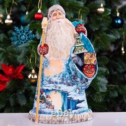 Wooden Hand Carved Santa Claus Figurine, handmade Christmas Home Decor indoor