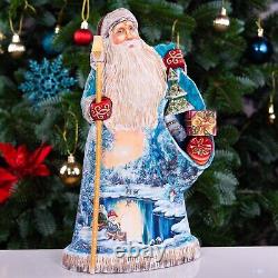 Wooden Hand Carved Santa Claus Figurine, handmade Christmas Home Decor indoor