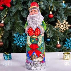 Wooden Hand Carved Santa Claus figurine 11, Vintage Christmas Home Decor