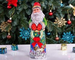Wooden Hand Carved Santa Claus figurine 11, Vintage Christmas Home Decor