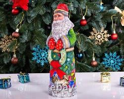 Wooden Hand Carved Santa Claus figurine 11, Vintage Christmas Home Decor