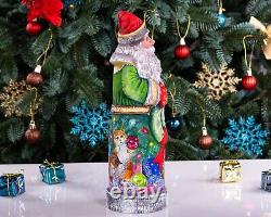 Wooden Hand Carved Santa Claus figurine 11, Vintage Christmas Home Decor