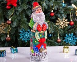 Wooden Hand Carved Santa Claus figurine 11, Vintage Christmas Home Decor