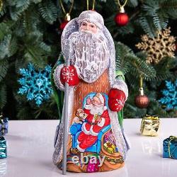 Wooden Hand Carved Santa Claus figurine 9, Handmade Christmas Home Decor