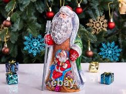 Wooden Hand Carved Santa Claus figurine 9, Handmade Christmas Home Decor