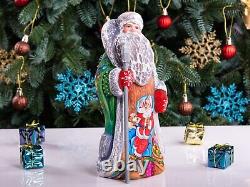 Wooden Hand Carved Santa Claus figurine 9, Handmade Christmas Home Decor