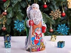 Wooden Hand Carved Santa Claus figurine 9, Handmade Christmas Home Decor