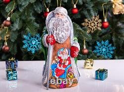 Wooden Hand Carved Santa Claus figurine 9, Handmade Christmas Home Decor