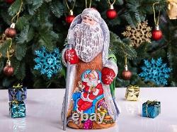 Wooden Hand Carved Santa Claus figurine 9, Handmade Christmas Home Decor