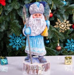 Wooden Hand Carved russian Santa Claus figurine, Handmade Home Christmas Decor