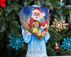 Wooden Hand Carved russian Santa Claus figurine, Handmade Home Christmas Decor