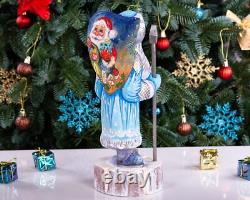 Wooden Hand Carved russian Santa Claus figurine, Handmade Home Christmas Decor