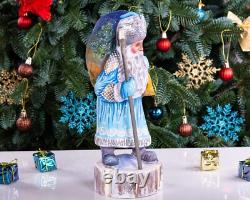 Wooden Hand Carved russian Santa Claus figurine, Handmade Home Christmas Decor