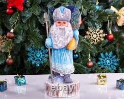 Wooden Hand Carved russian Santa Claus figurine, Handmade Home Christmas Decor