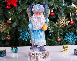 Wooden Hand Carved russian Santa Claus figurine, Handmade Home Christmas Decor