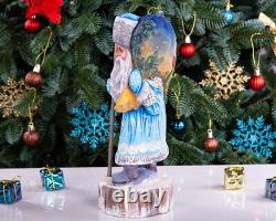 Wooden Hand Carved russian Santa Claus figurine, Handmade Home Christmas Decor