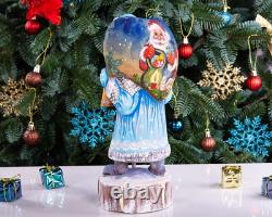 Wooden Hand Carved russian Santa Claus figurine, Handmade Home Christmas Decor
