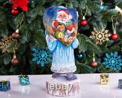 Wooden Hand Carved russian Santa Claus figurine, Handmade Home Christmas Decor