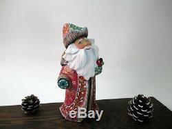 Wooden Russian Santa Claus, hand carved Santa Claus, Santa with a Christmas tree