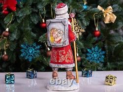 Wooden Santa Claus figurine 11, handmade Christmas Holiday Home Decor