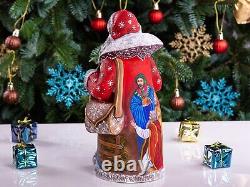 Wooden Santa Claus figurine, Nativity Scene Christmas Home Decor indoor