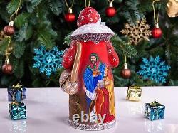 Wooden Santa Claus figurine, Nativity Scene Christmas Home Decor indoor