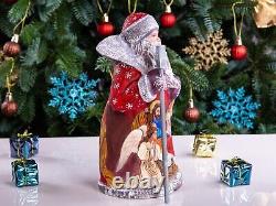 Wooden Santa Claus figurine, Nativity Scene Christmas Home Decor indoor