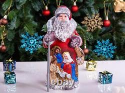 Wooden Santa Claus figurine, Nativity Scene Christmas Home Decor indoor