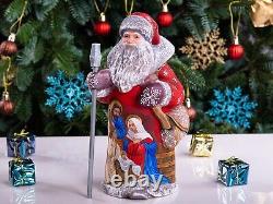 Wooden Santa Claus figurine, Nativity Scene Christmas Home Decor indoor